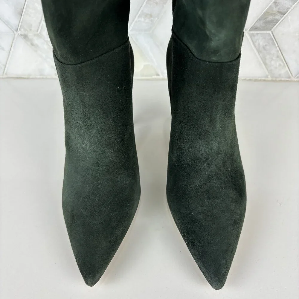 8.5 Larroude Kate Military Green Stiletto Tall Heel Pointed Toe Knee High Boot